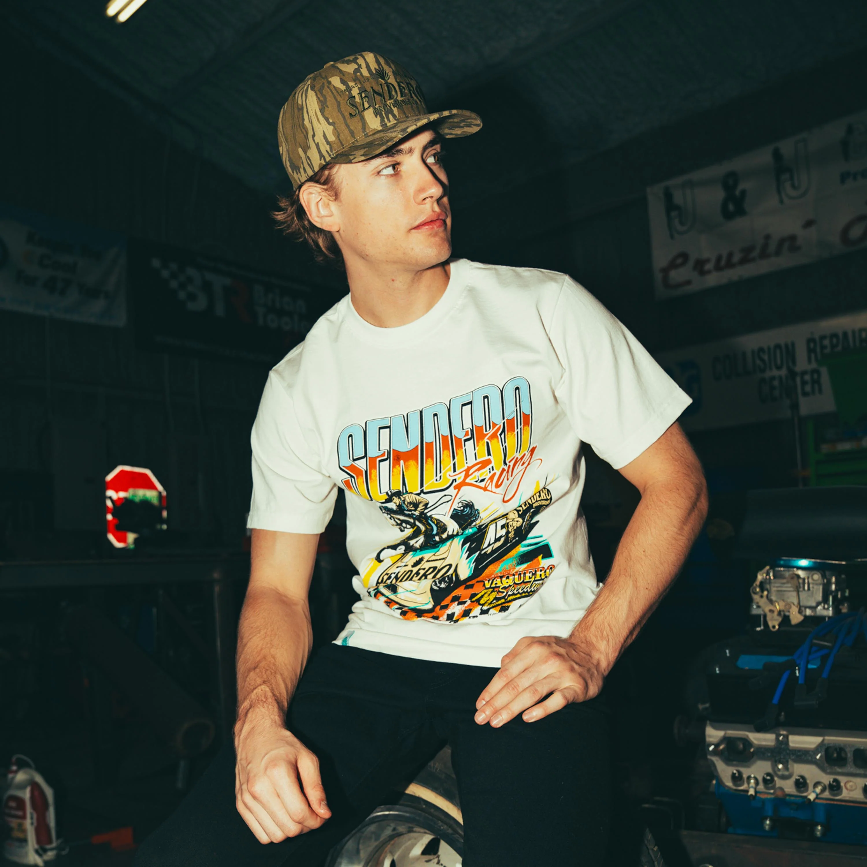 Brad Perez x Sendero Racing Vintage T-Shirt - Image 2