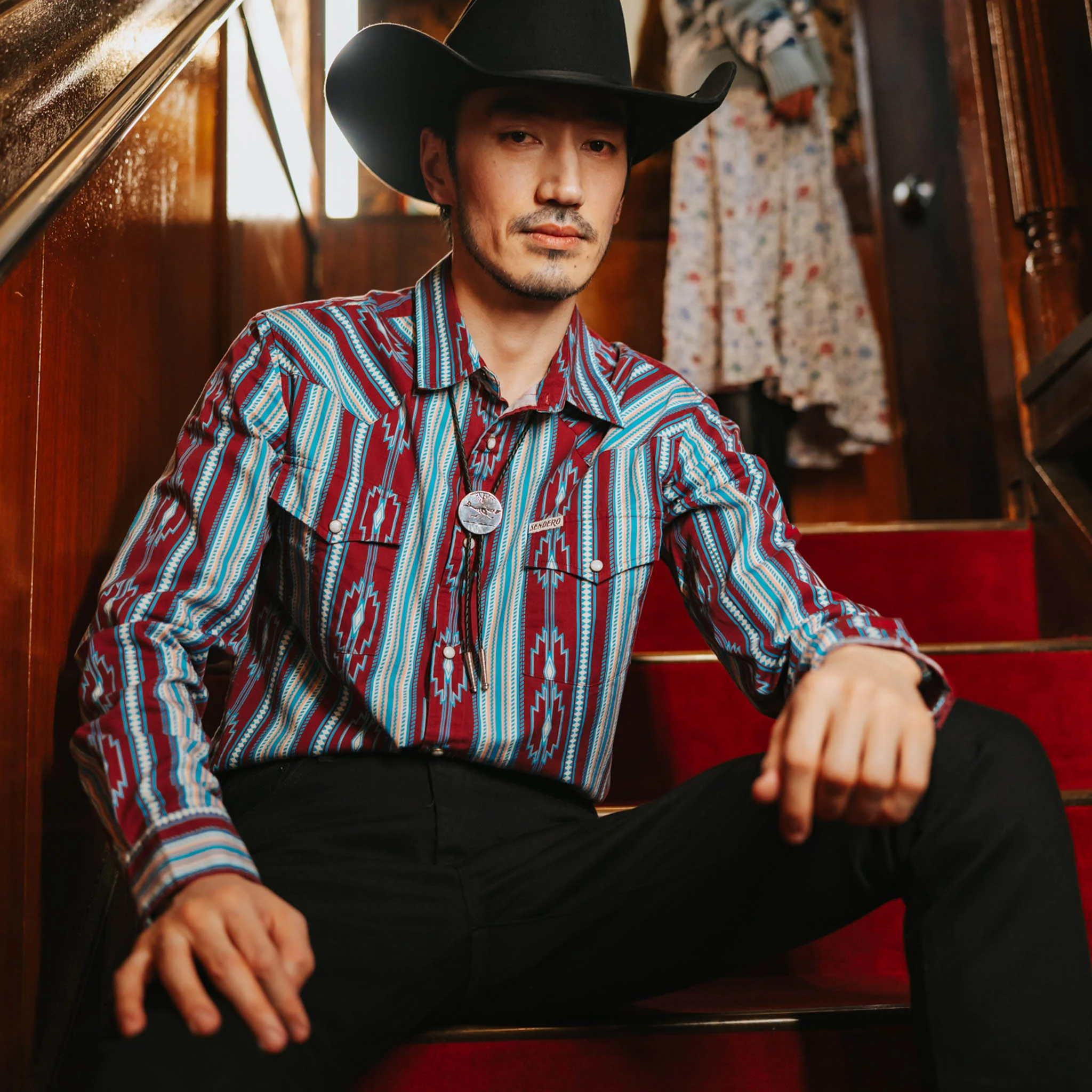 The Wyatt Pearl Snap Long Sleeve Serape Shirt - Image 2