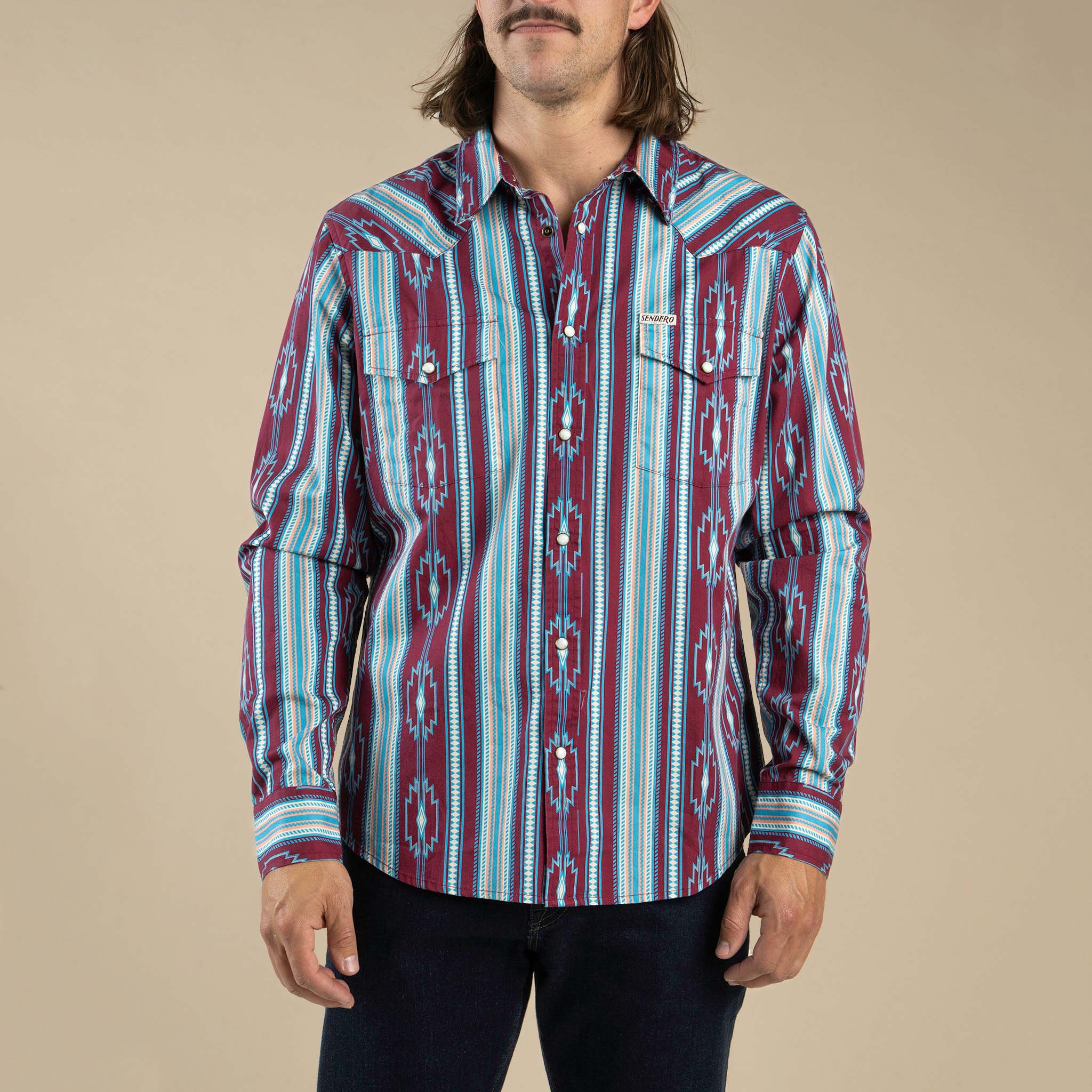 The Wyatt Pearl Snap Long Sleeve Serape Shirt - Image 3