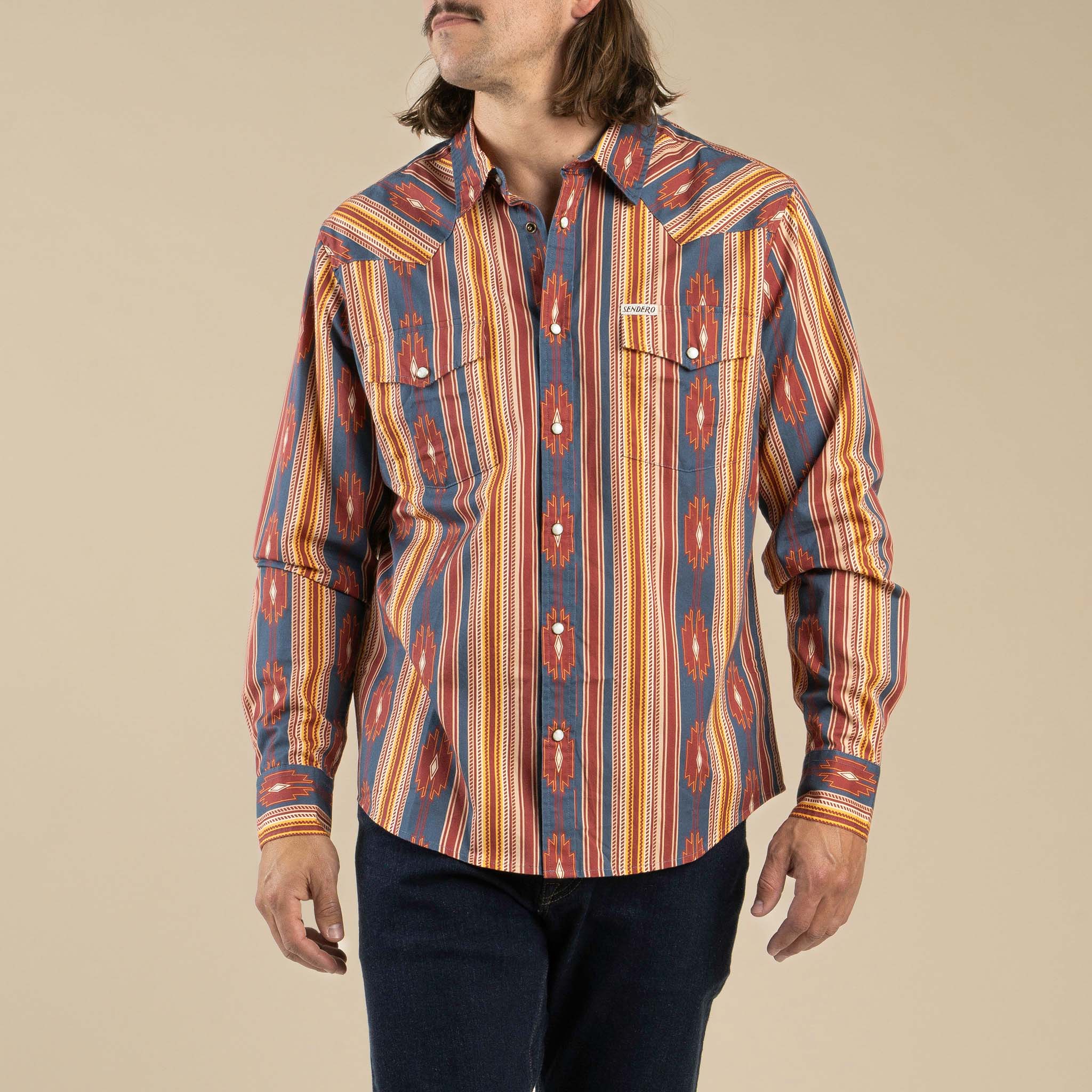 The Wyatt Pearl Snap Long Sleeve Serape Shirt - Image 8