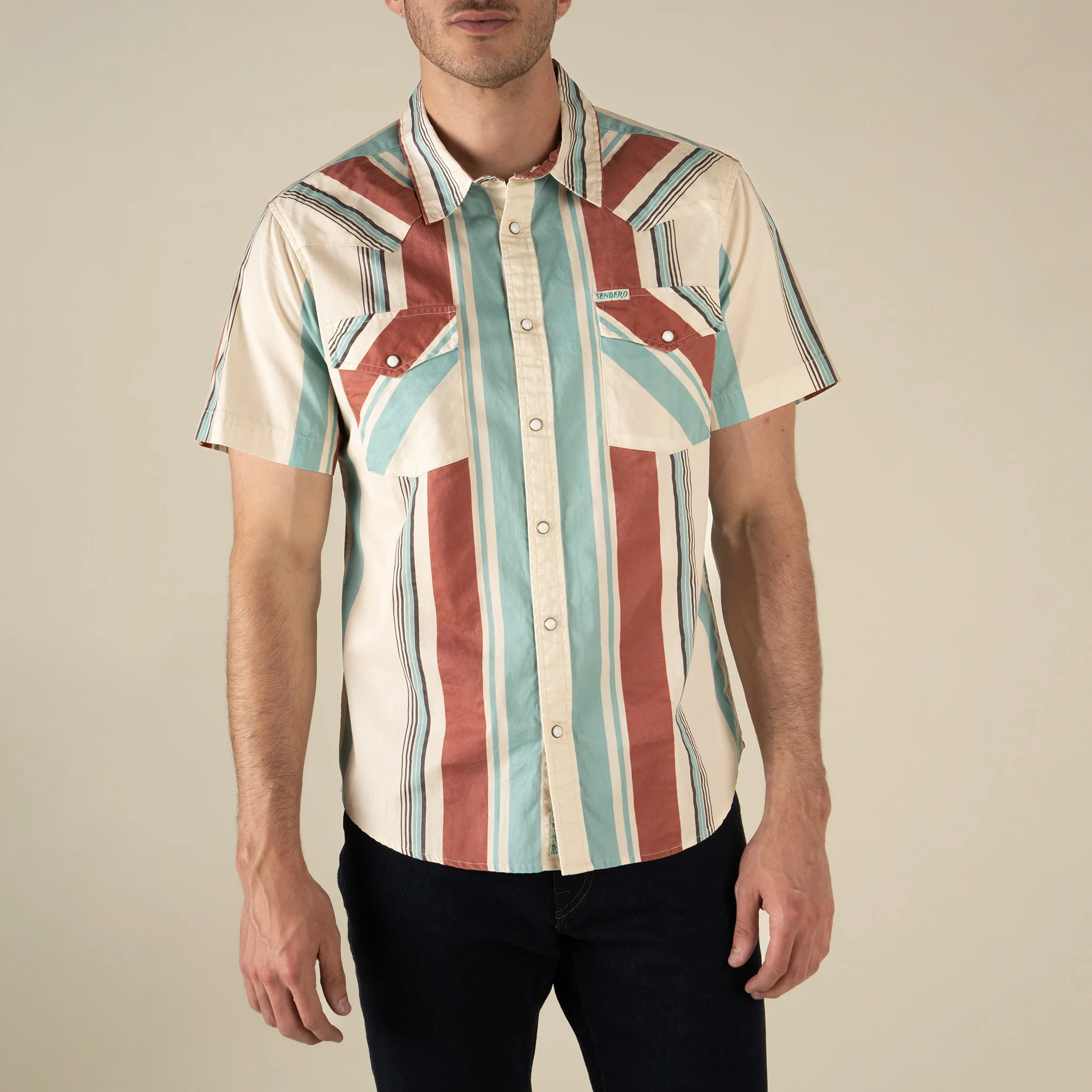 The Wyatt Pearl Snap Short Sleeve Serape Shirt - Image 3