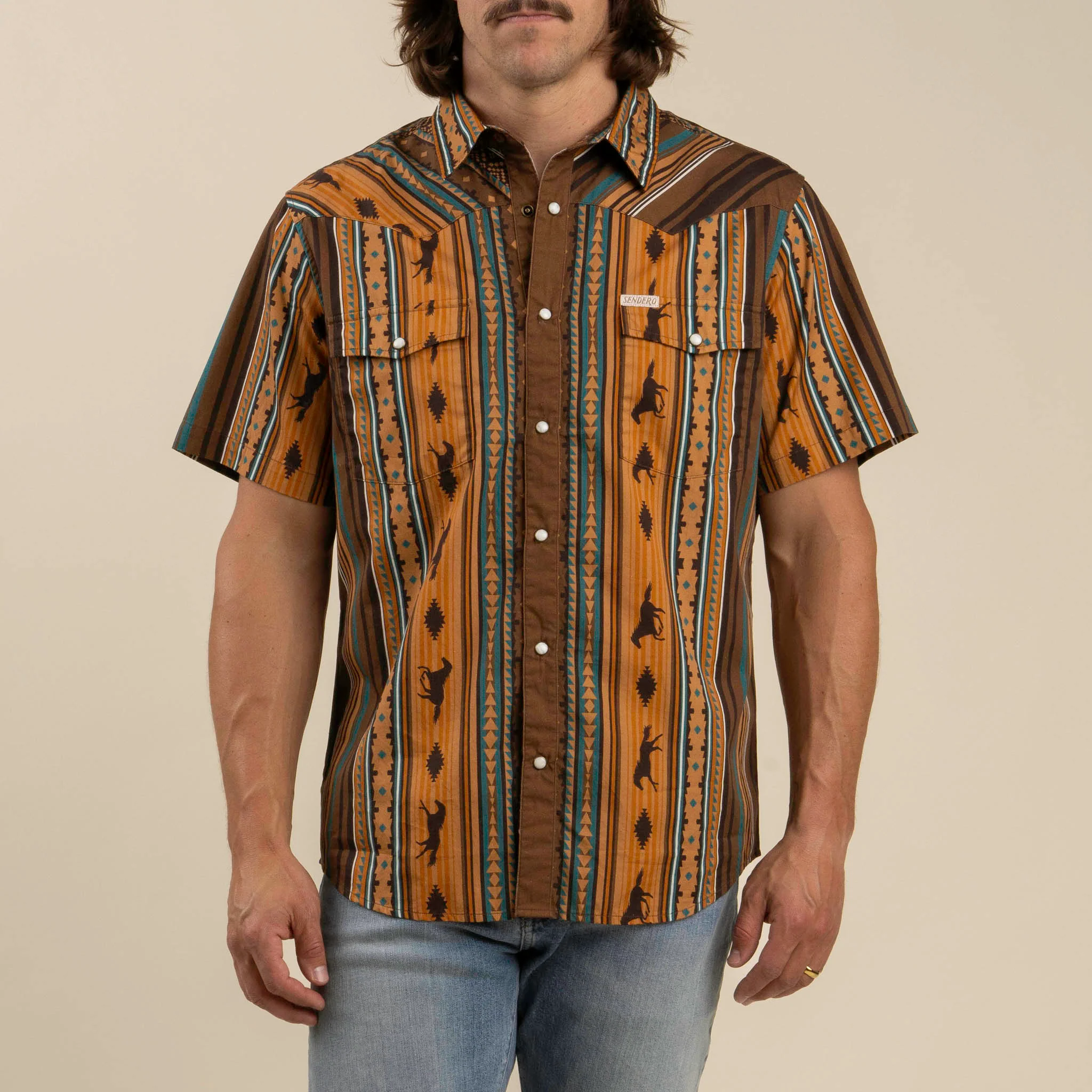 The Wyatt Pearl Snap Short Sleeve Serape Shirt - Image 32