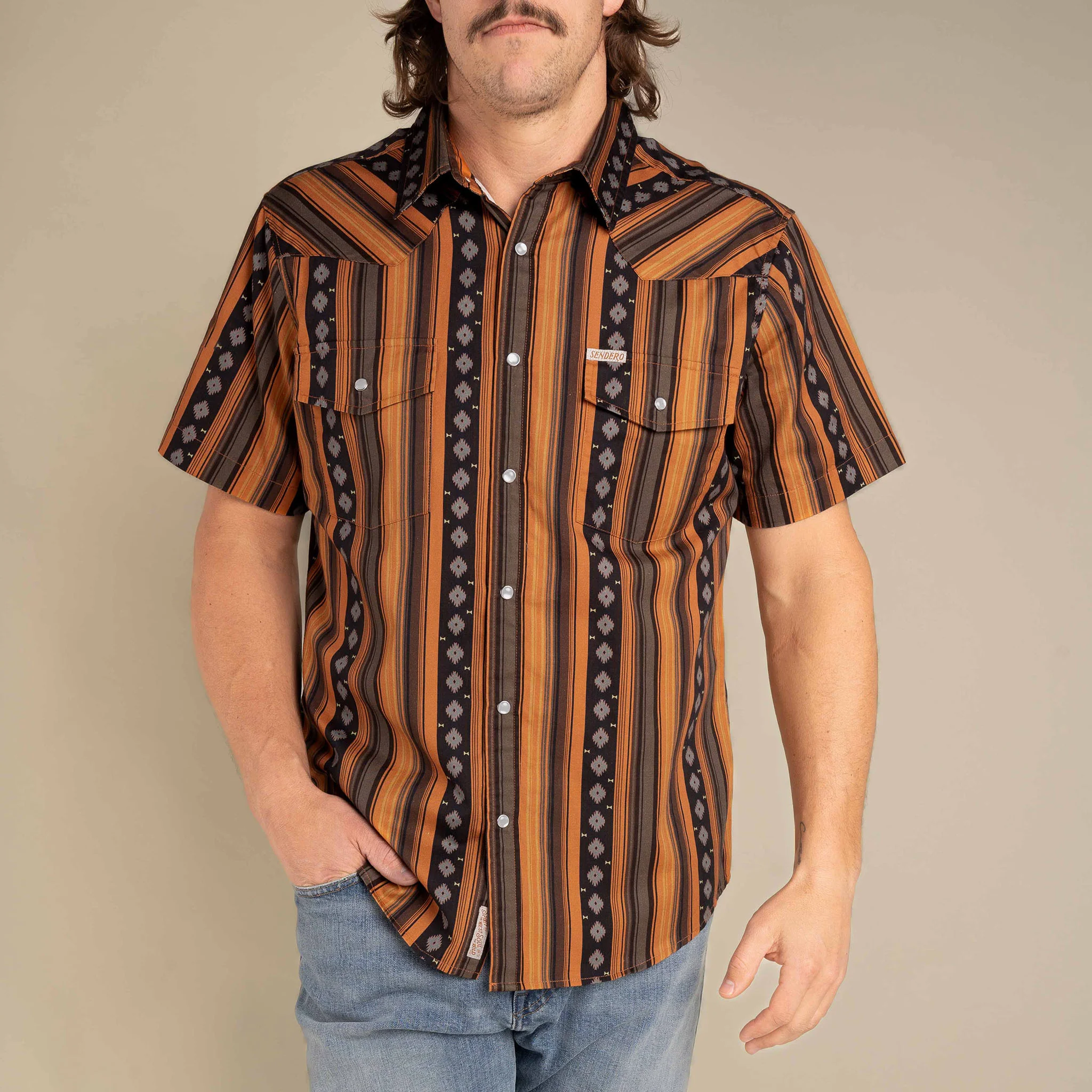The Wyatt Pearl Snap Short Sleeve Serape Shirt - Image 37