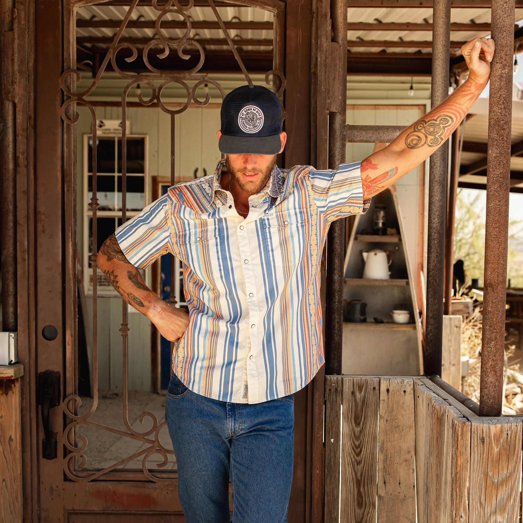 The Wyatt Pearl Snap Short Sleeve Serape Shirt - Image 48