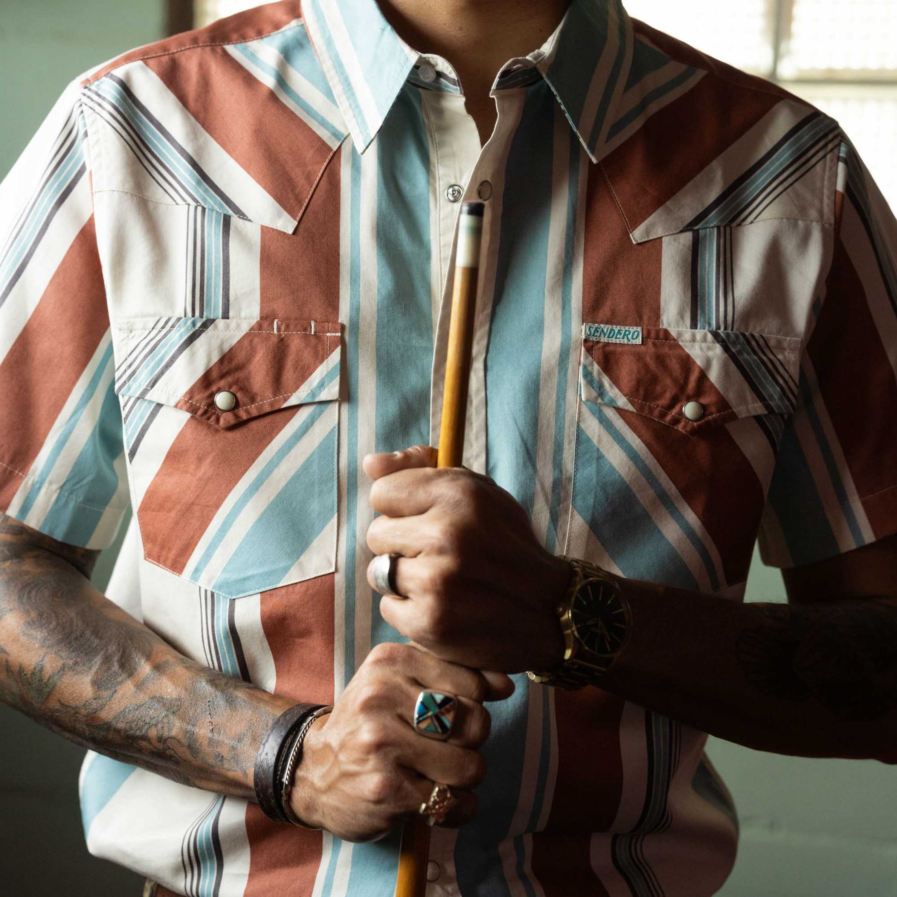 The Wyatt Pearl Snap Short Sleeve Serape Shirt - Image 5