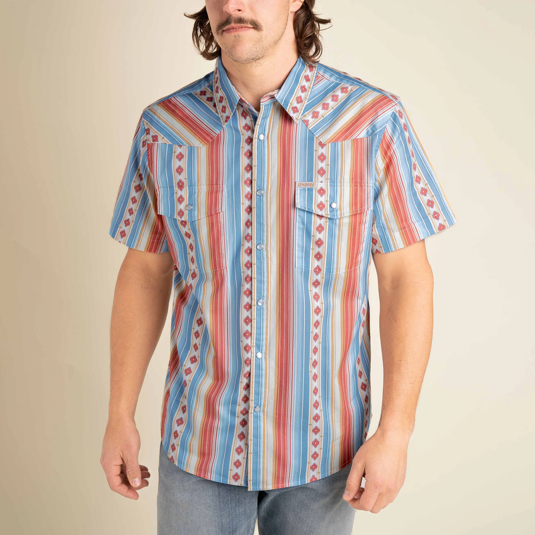 The Wyatt Pearl Snap Short Sleeve Serape Shirt - Image 58