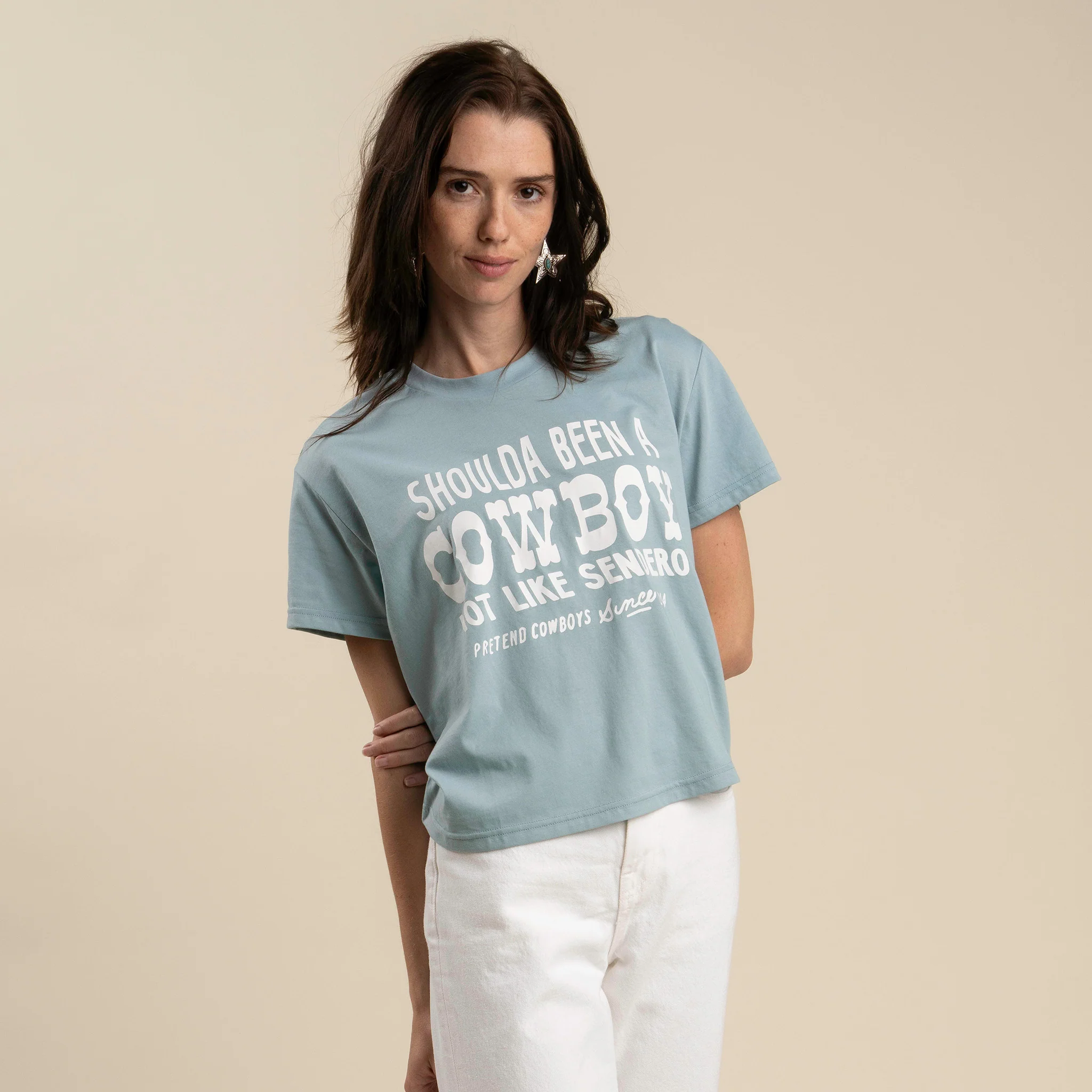 Shoulda Been A Cowboy Boxy Tee - Image 5