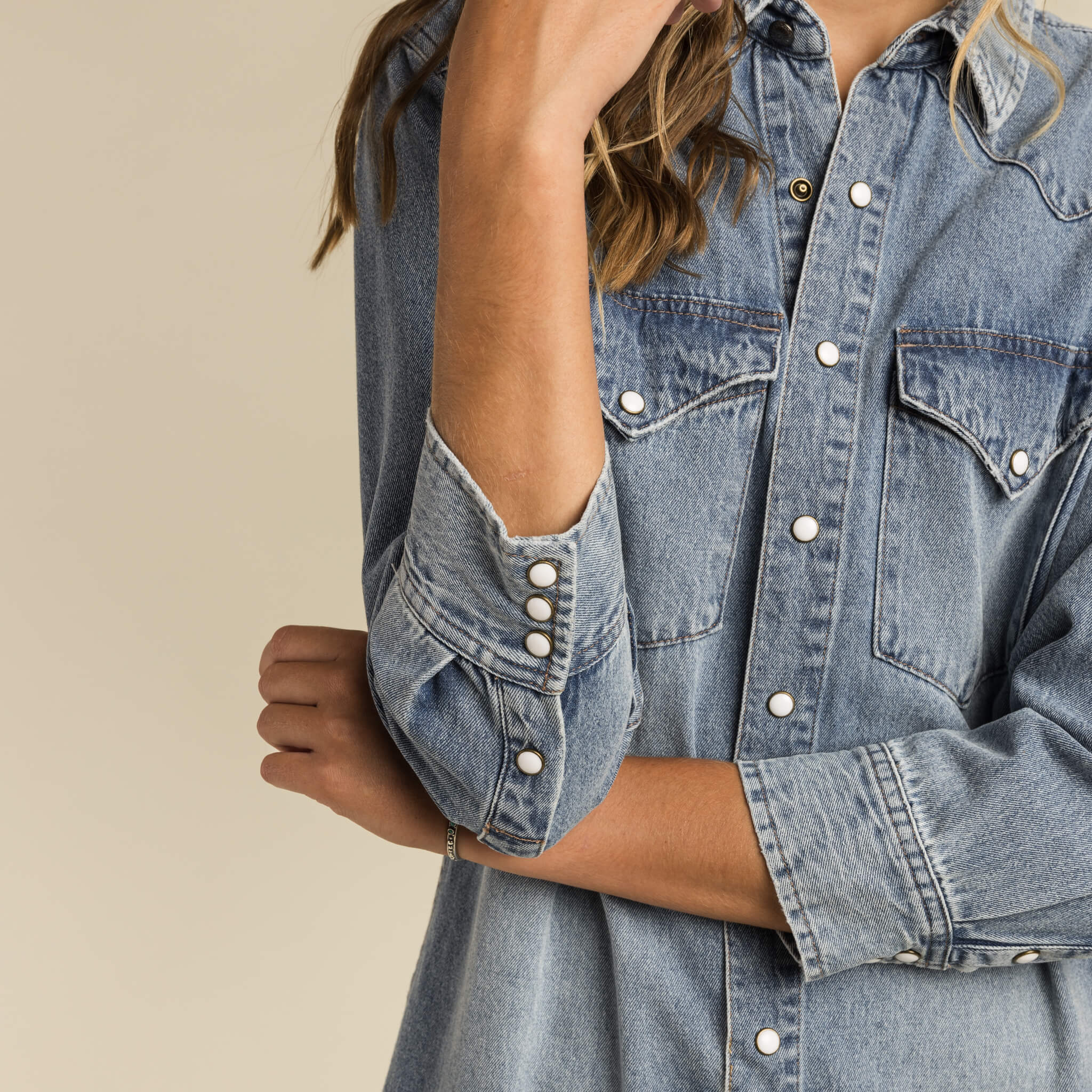 The Annie Pearl Snap Shirtdress - Image 9