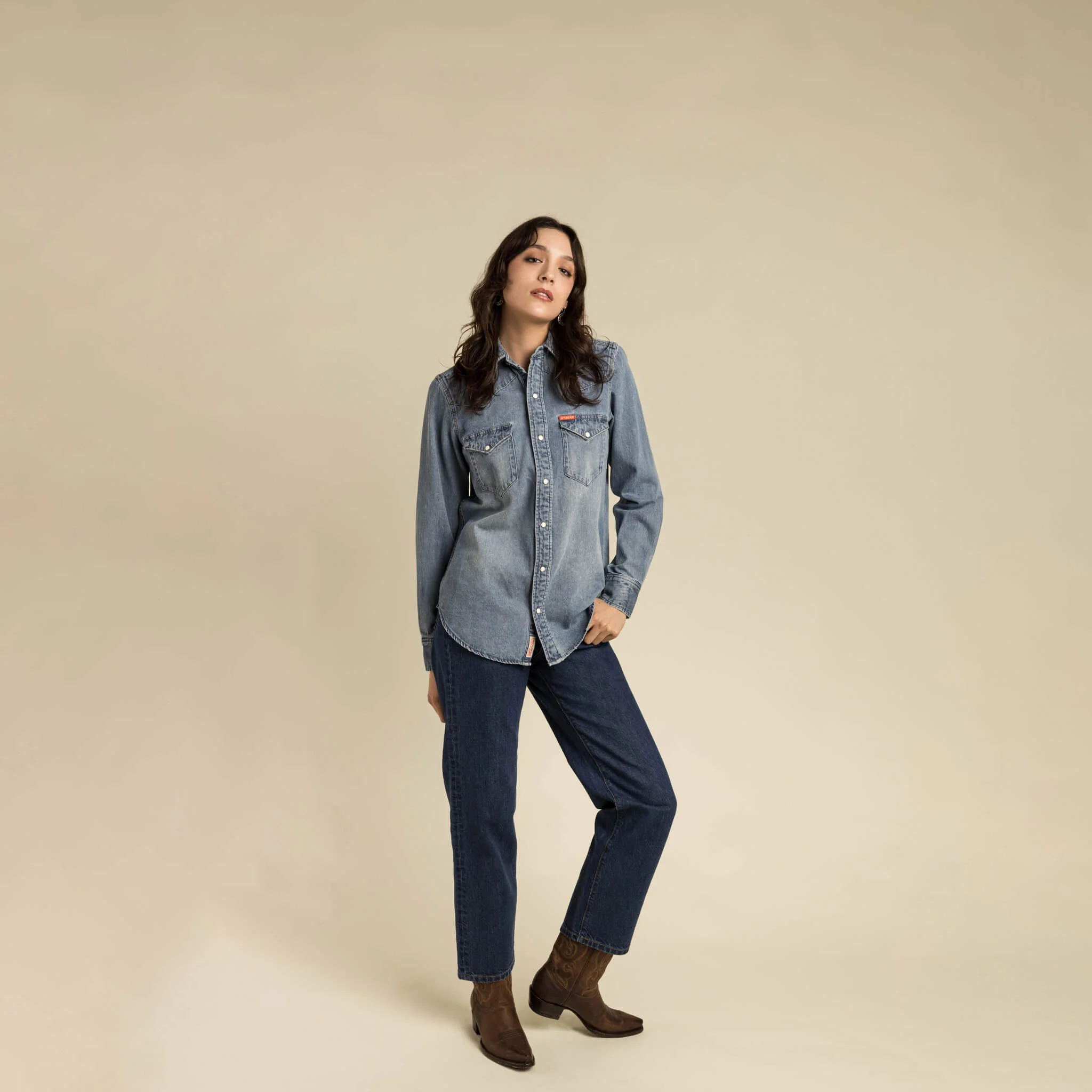 The Women's Wyatt Denim Pearl Snap Shirt - Image 6