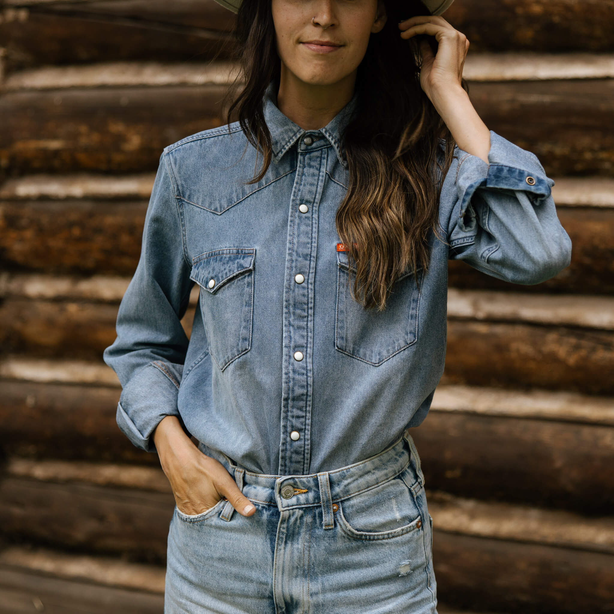 The Women's Wyatt Denim Pearl Snap Shirt - Image 8