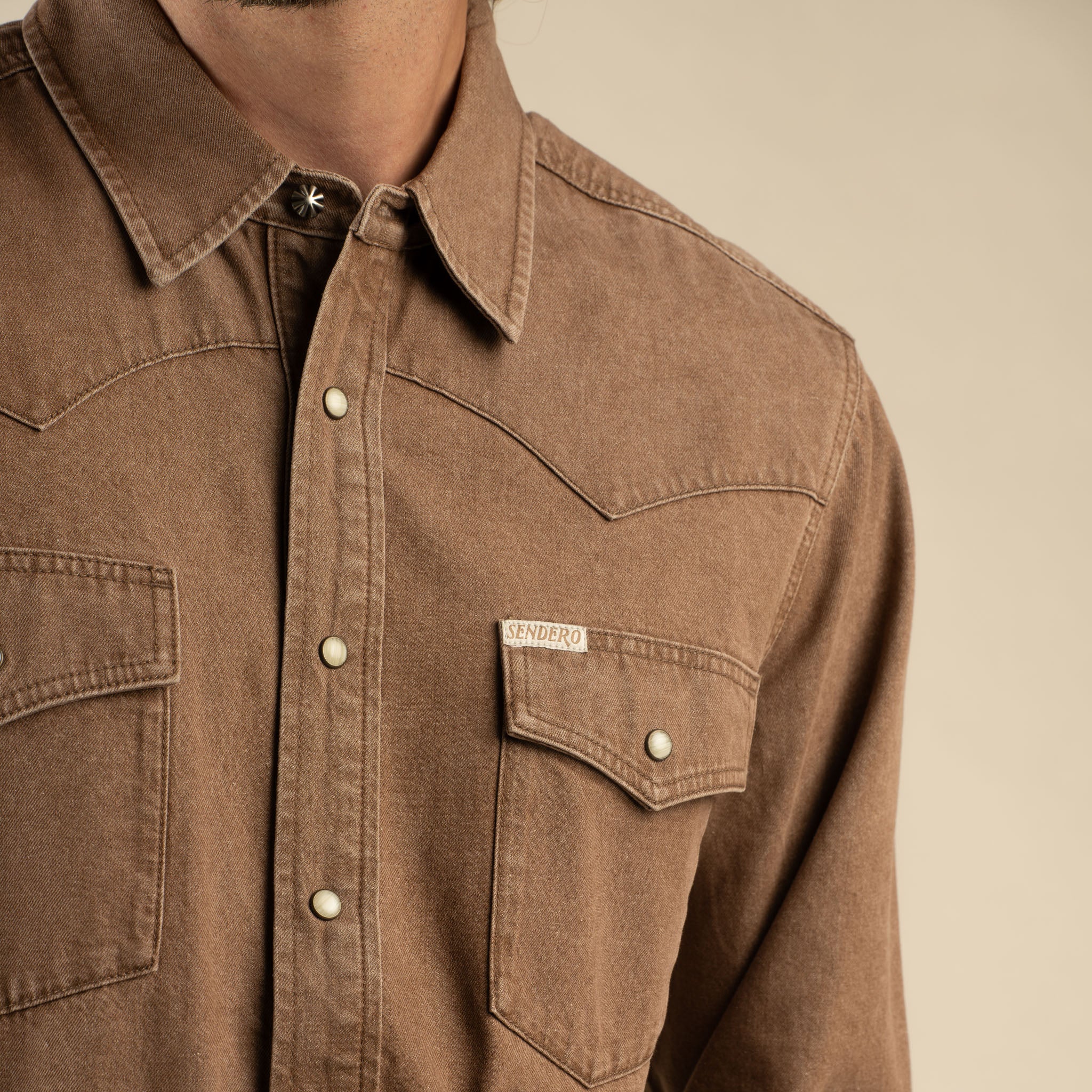 The Wyatt Pearl Snap Long Sleeve Denim Shirt - Image 11