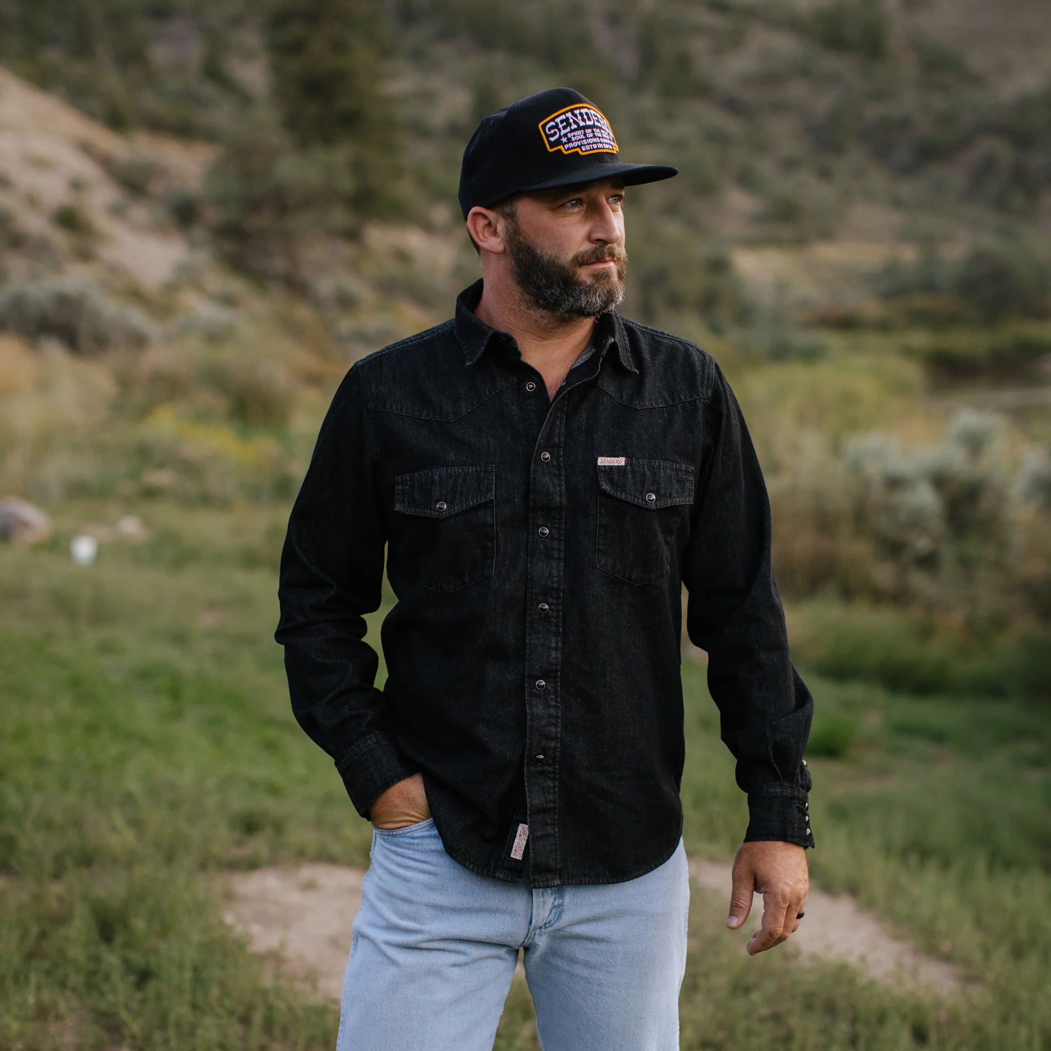 The Wyatt Pearl Snap Long Sleeve Denim Shirt - Image 19