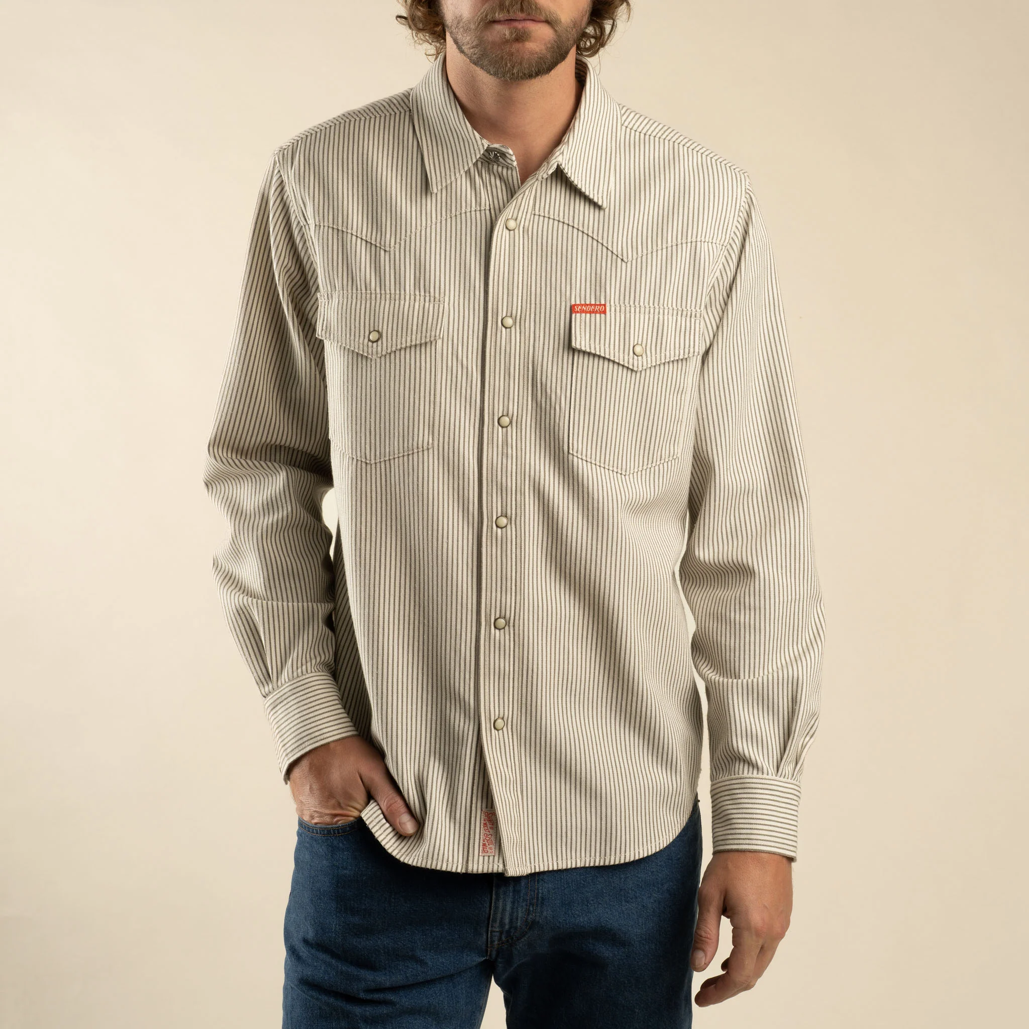 The Wyatt Pearl Snap Long Sleeve Denim Shirt - Image 25