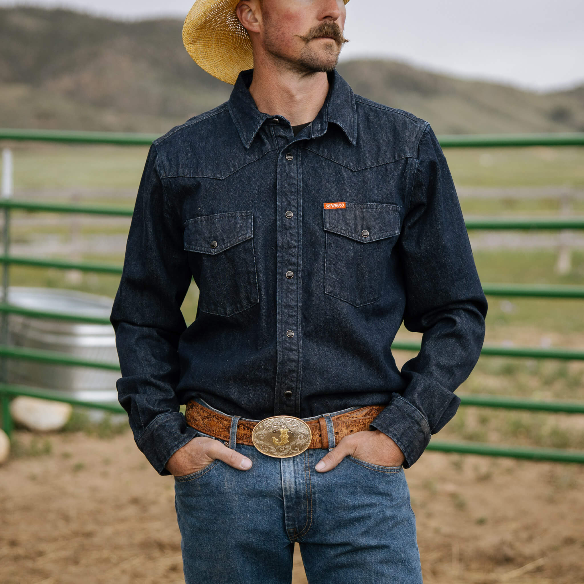 The Wyatt Pearl Snap Long Sleeve Denim Shirt - Image 35