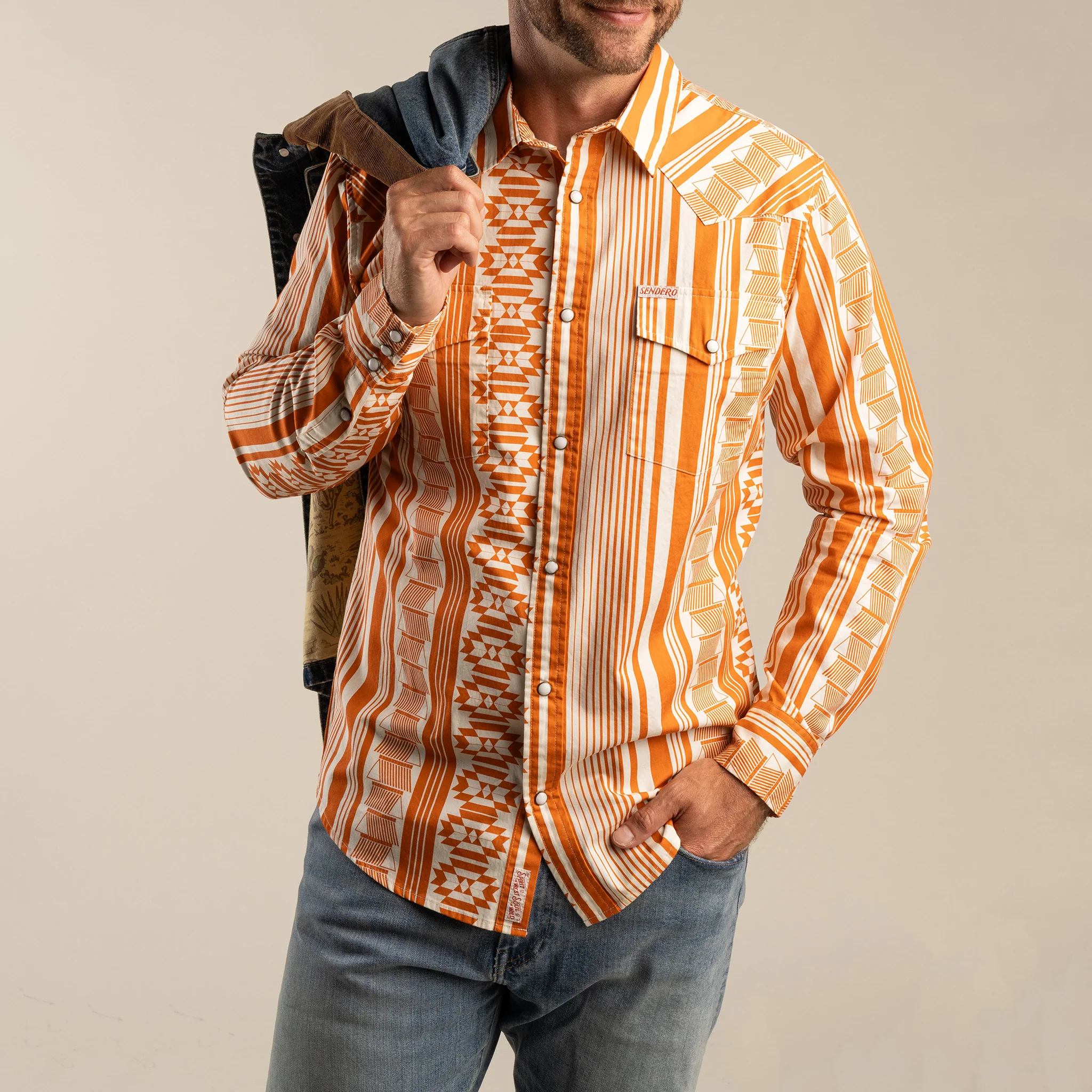 Whataburger x Sendero Wyatt Pearl Snap Long Sleeve Serape Shirt - Image 4