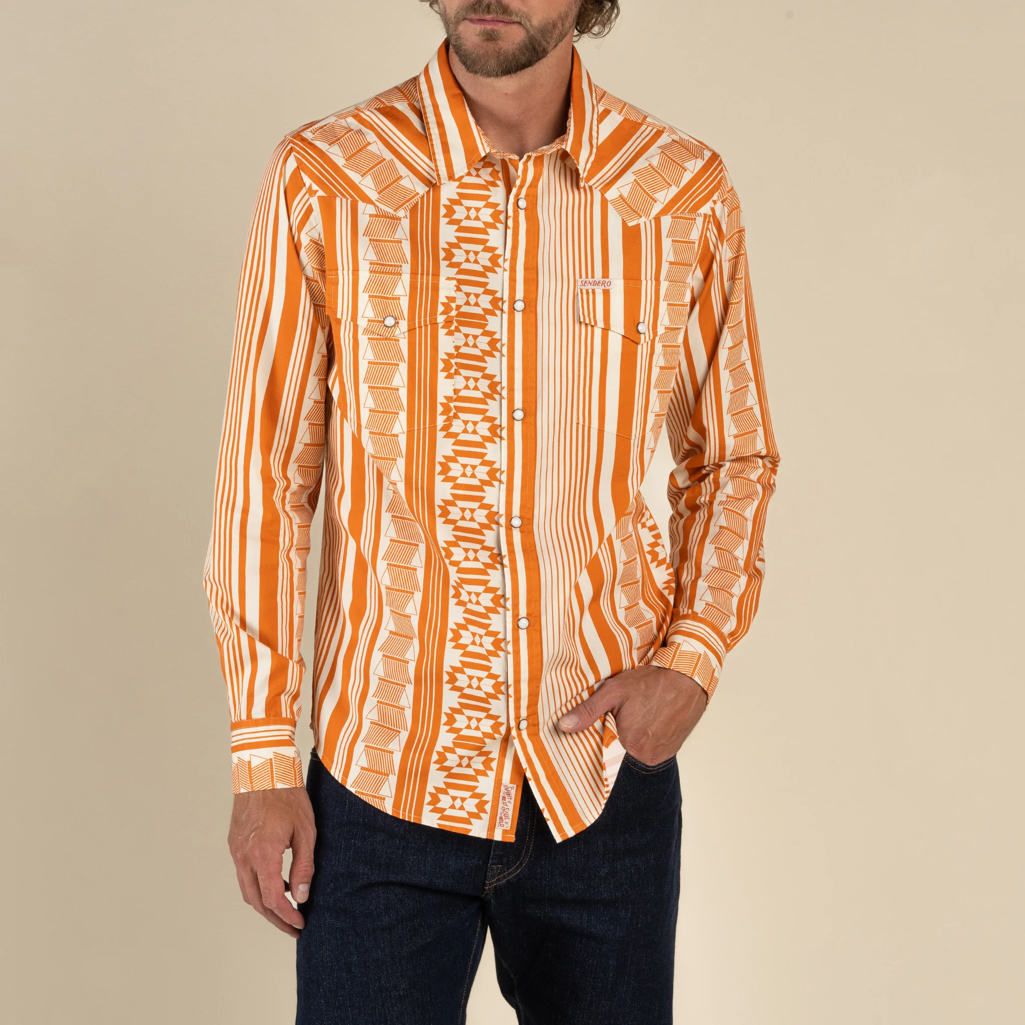 Whataburger x Sendero Wyatt Pearl Snap Long Sleeve Serape Shirt - Image 5